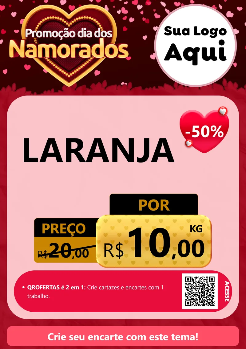Modelo de Cartaz para Cartaz A4 Vertical com o tema Promoção Dia Dos Namorados para Hortifrúti