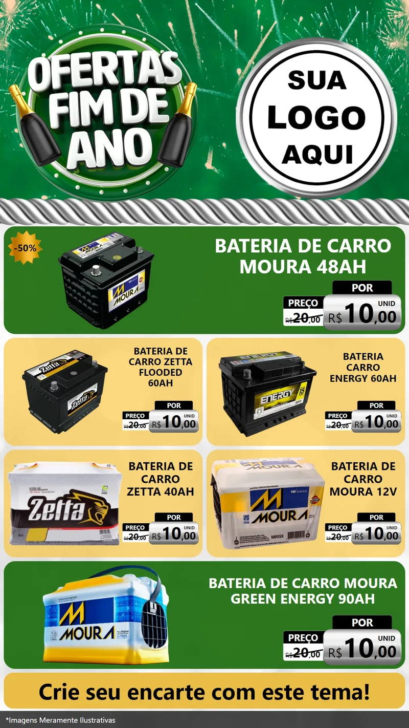 Modelo de TV para TV Vertical com o tema Ofertas Fim de Ano para Baterias Elétricas