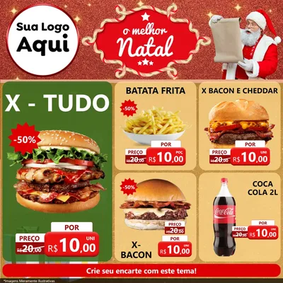 Modelo de Rede Social para Feed Facebook com o tema O Melhor Natal para Hamburgueria