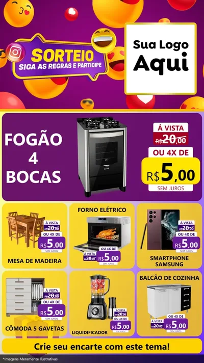 Modelo de Rede Social para Stories com o tema Sorteio para Móveis e Eletro