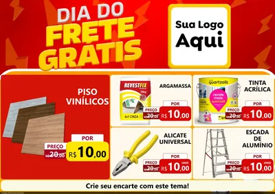 Modelo de Encarte para Encarte A4 Horizontal com o tema Dia do Frete Grátis para Material para Construção