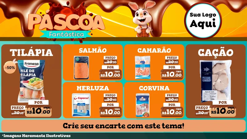 Modelo de TV para TV Horizontal com o tema Páscoa Fantástica para Peixaria