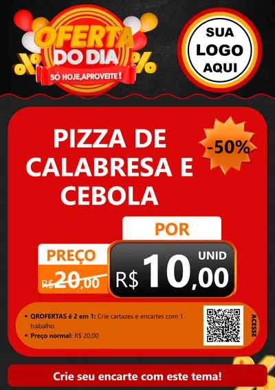 Modelo de Cartaz para Cartaz A4 Vertical com o tema Oferta do Dia - Só hoje, Aproveite! para Pizzaria