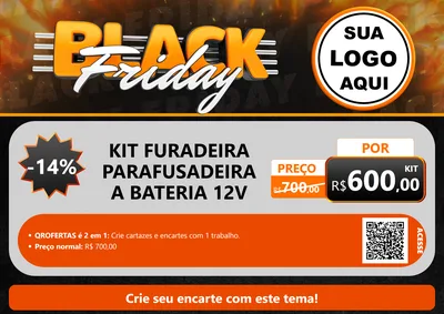 Modelo de Cartaz para Cartaz A4 Horizontal com o tema Black Friday para Maquinas e Ferramentas