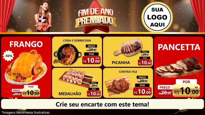 Modelo de TV para TV Horizontal com o tema Fim de Ano Premiado para Assados