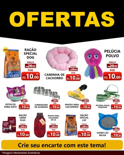 Modelo de Rede Social para Feed Instagram com o tema Ofertas Preto e Vermelho Cartaz para Pet Shop