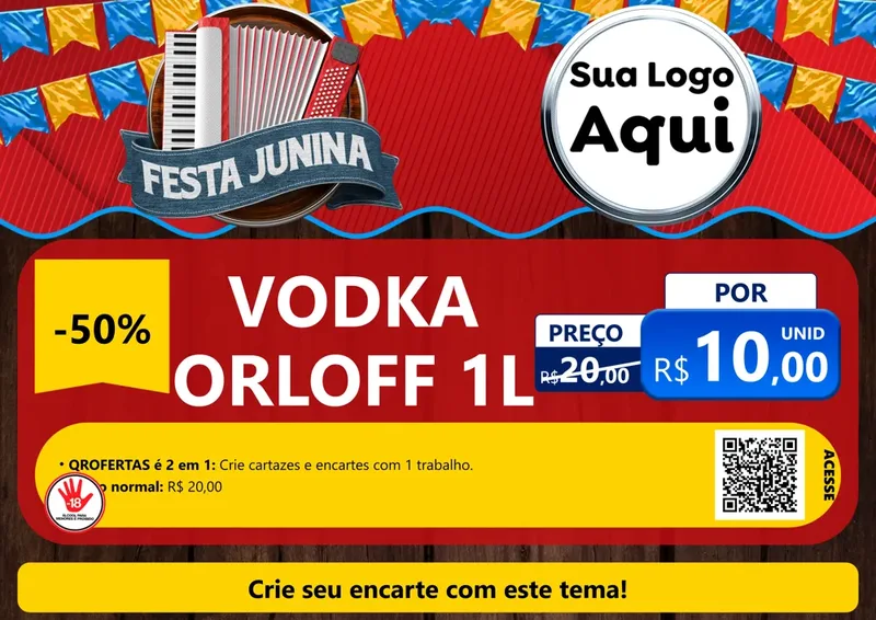 Modelo de Cartaz para Cartaz A4 Horizontal com o tema Festa Junina para Distribuidora de bebidas