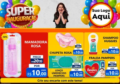 Modelo de Encarte para Encarte A4 Horizontal com o tema Super Inauguração para Bebês