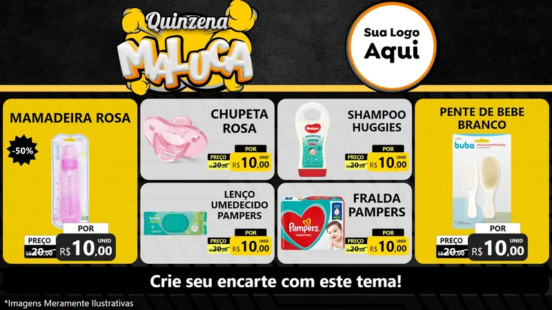 Modelo de TV para TV Horizontal com o tema Quinzena Maluca para Bebês
