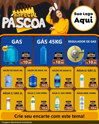 Modelo de Rede Social para Feed Instagram com o tema Especial Páscoa para Água e gás
