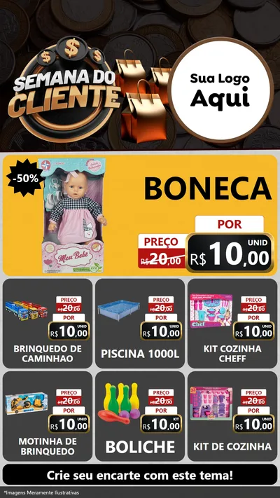 Modelo de Rede Social para Stories com o tema Semana do Cliente para Brinquedos