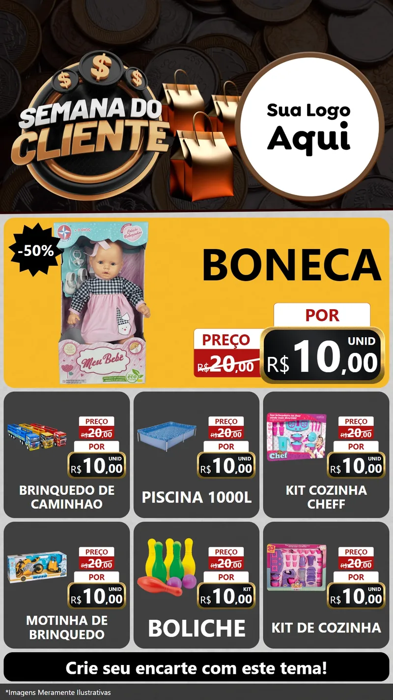 Modelo de Rede Social para Stories com o tema Semana do Cliente para Brinquedos