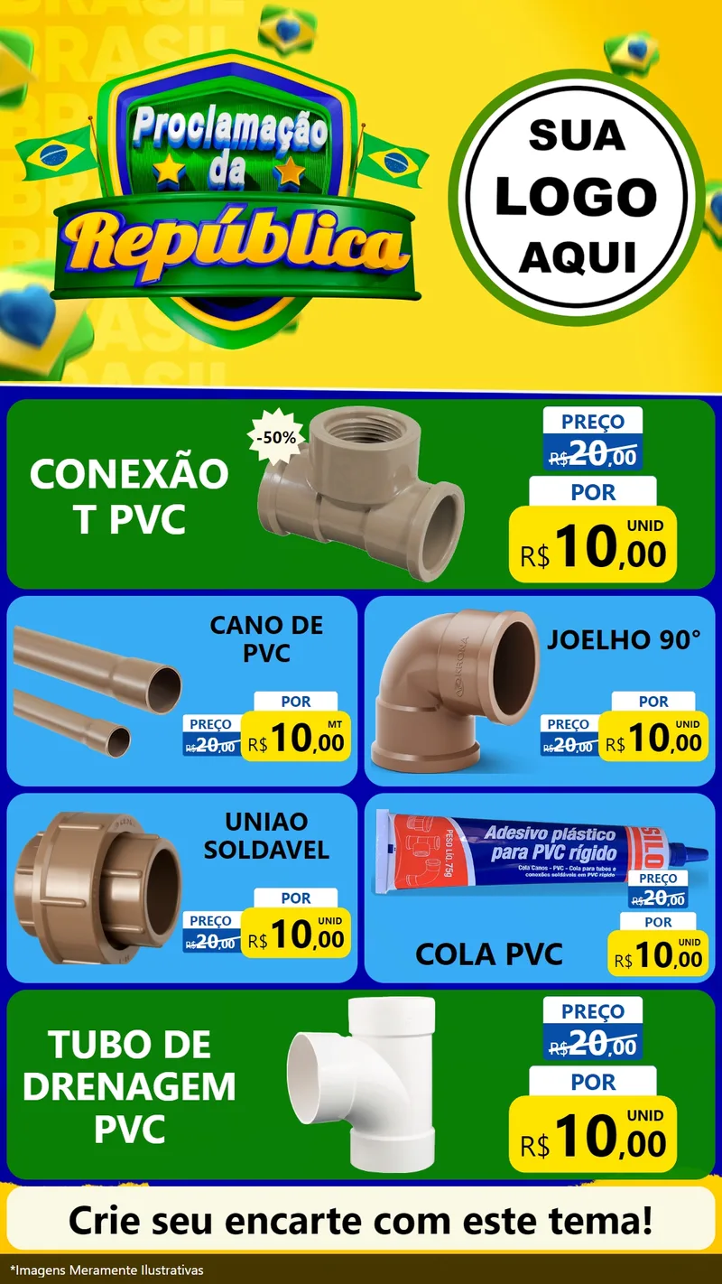 Modelo de TV para TV Vertical com o tema Proclamação da República para Tubos e conexões