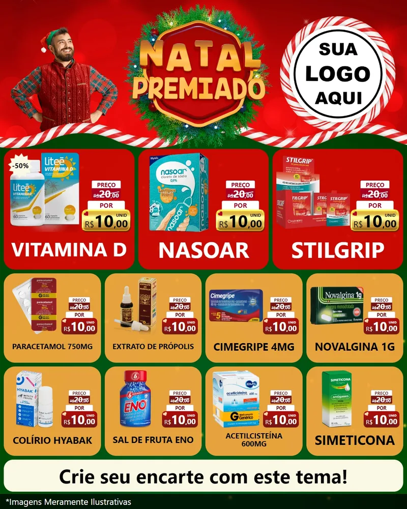 Modelo de Rede Social para Feed Instagram com o tema Natal Premiado para Farmácia