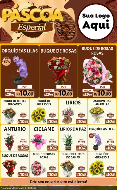 Modelo de Encarte para Encarte Grande com o tema Páscoa Especial para Floricultura e jardim