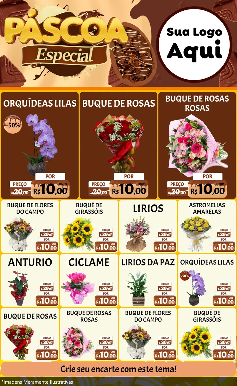 Modelo de Encarte para Encarte Grande com o tema Páscoa Especial para Floricultura e jardim