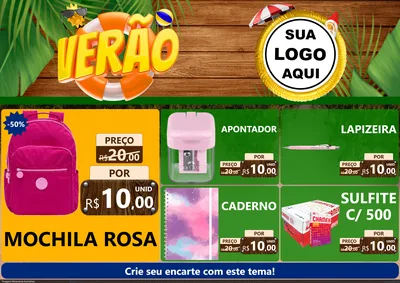 Modelo de Encarte para Encarte A4 Horizontal com o tema Verão para Papelaria