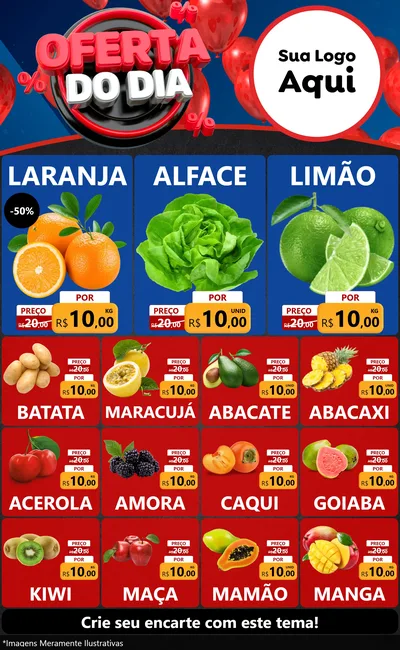 Modelo de Encarte para Encarte Grande com o tema Oferta do Dia para Hortifrúti