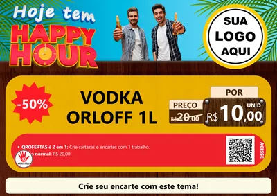 Modelo de Cartaz para Cartaz A4 Horizontal com o tema Hoje Tem Happy Hour para Distribuidora de bebidas