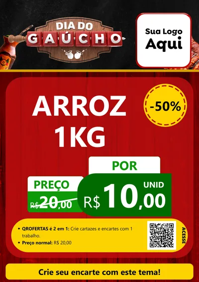 Modelo de Cartaz para Cartaz A4 Vertical com o tema Dia do Gaúcho para Supermercado