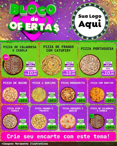 Modelo de Rede Social para Feed Instagram com o tema Bloco de Ofertas para Pizzaria