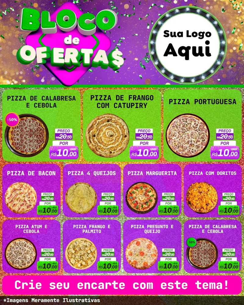 Modelo de Rede Social para Feed Instagram com o tema Bloco de Ofertas para Pizzaria