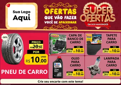 Modelo de Encarte para Encarte A4 Horizontal com o tema Dia dos Namorados para Auto peças