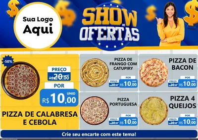 Modelo de Encarte para Encarte A4 Horizontal com o tema Show de Ofertas para Pizzaria