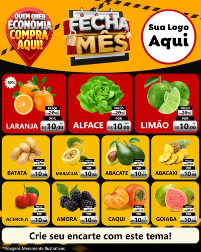 Modelo de Rede Social para Feed Instagram com o tema Fecha Mês para Hortifrúti