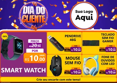 Modelo de Encarte para Encarte A4 Horizontal com o tema Dia do Cliente para Informática