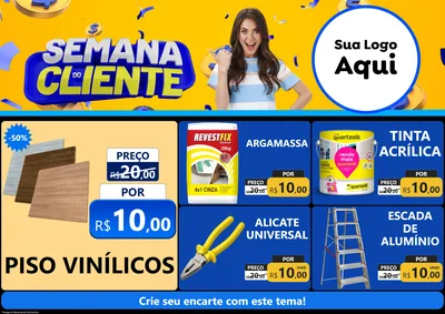 Modelo de Encarte para Encarte A4 Horizontal com o tema Semana do Cliente para Material para Construção