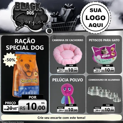 Modelo de Rede Social para Feed Facebook com o tema Black dos Sonhos para Pet Shop