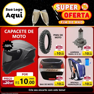 Modelo de Rede Social para Feed Facebook com o tema Super Oferta Fim de Ano para Moto peças