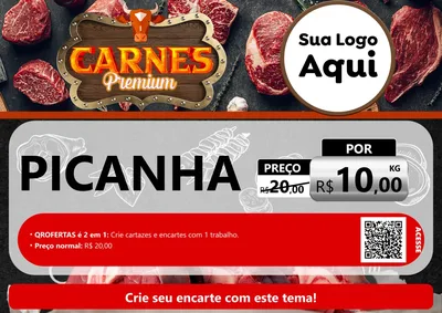 Modelo de Cartaz para Cartaz A4 Horizontal com o tema Carnes Premium para Açougue