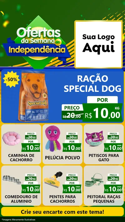 Modelo de Rede Social para Stories com o tema Ofertas da Semana da Independência para Pet Shop