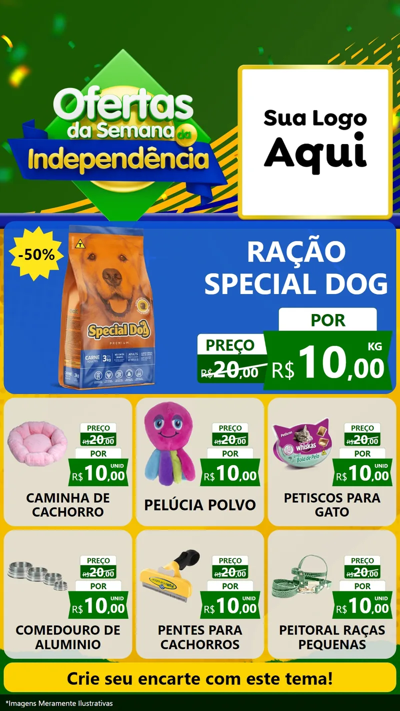 Modelo de Rede Social para Stories com o tema Ofertas da Semana da Independência para Pet Shop