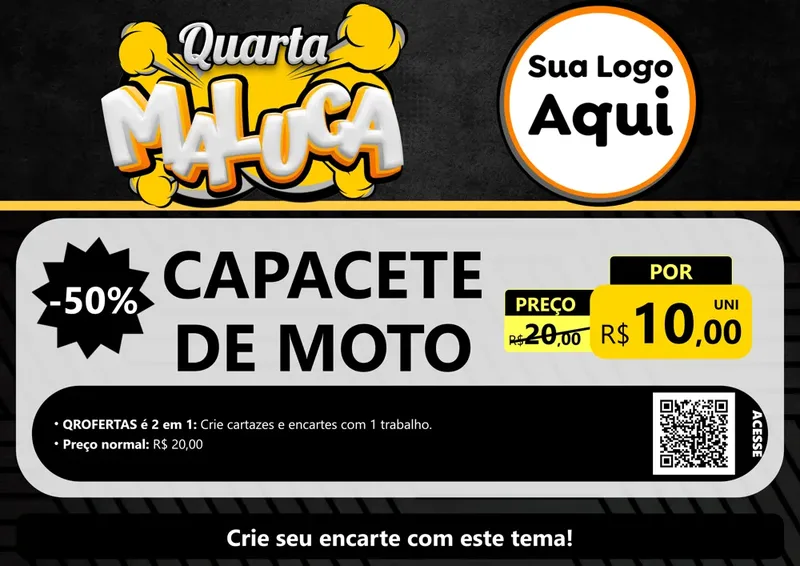 Modelo de Cartaz para Cartaz A4 Horizontal com o tema Quarta Maluca para Moto peças