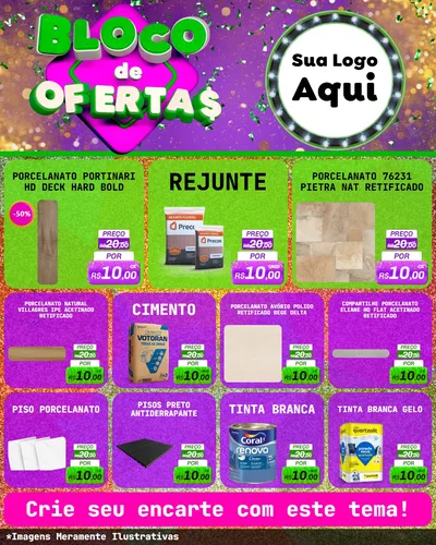 Modelo de Rede Social para Feed Instagram com o tema Bloco de Ofertas para Pisos e revestimentos