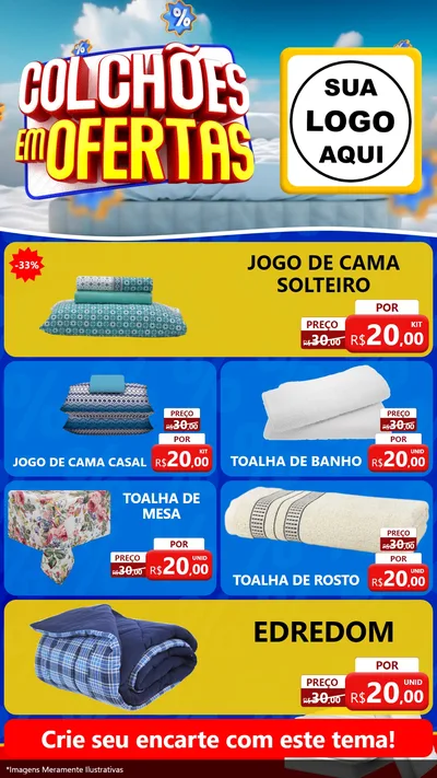 Modelo de TV para TV Vertical com o tema Colchões Em Ofertas para Cama, Mesa e Banho