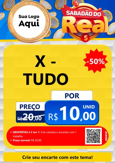 Modelo de Cartaz para Cartaz A4 Vertical com o tema Sabadão do Real para Hamburgueria