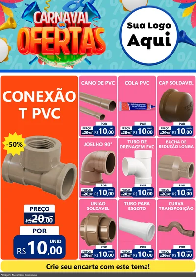 Modelo de Encarte para Encarte A4 Vertical com o tema Carnaval de Ofertas para Tubos e conexões