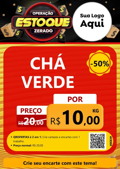 Modelo de Cartaz para Cartaz A4 Vertical com o tema Operação Estoque Zerado para Produtos Naturais