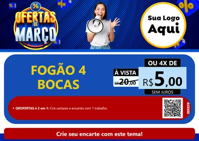 Modelo de Cartaz para Cartaz A4 Horizontal com o tema Ofertas de Março para Móveis e Eletro
