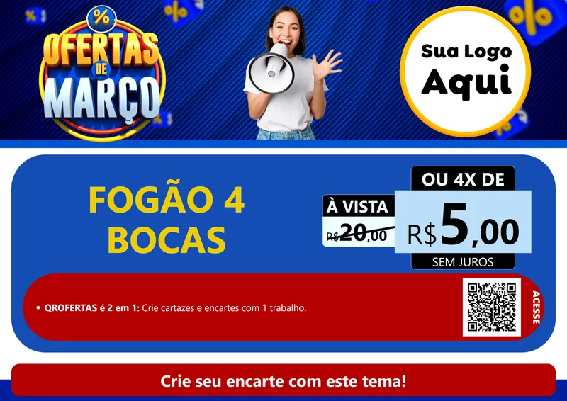 Modelo de Cartaz para Cartaz A4 Horizontal com o tema Ofertas de Março para Móveis e Eletro
