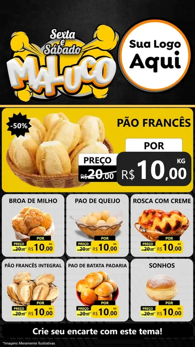 Modelo de Rede Social para Stories com o tema Sexta e Sábado Maluco para Padaria