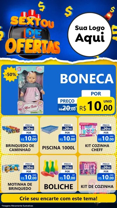 Modelo de Rede Social para Stories com o tema Sextou de Ofertas para Brinquedos