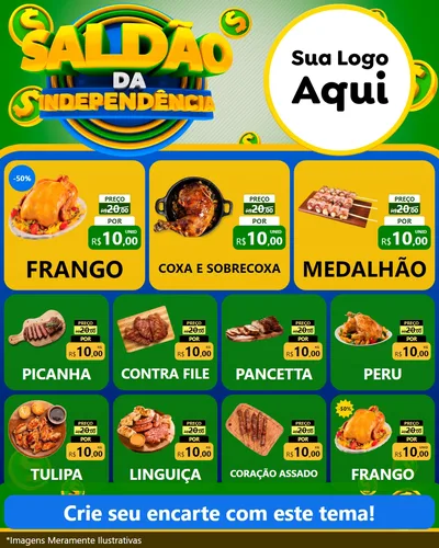 Modelo de Rede Social para Feed Instagram com o tema Saldão da Indepêndencia para Assados