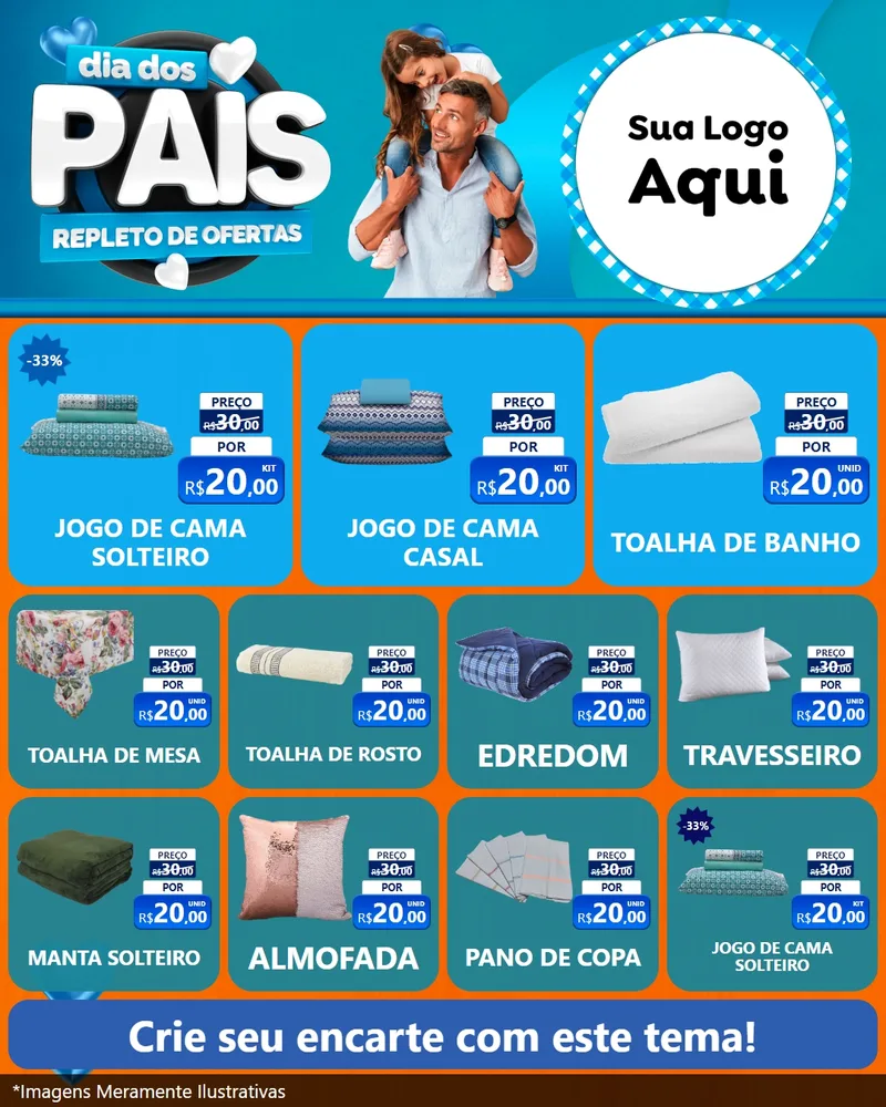 Modelo de Rede Social para Feed Instagram com o tema Dia Dos Pais Repleto de Ofertas para Cama, Mesa e Banho