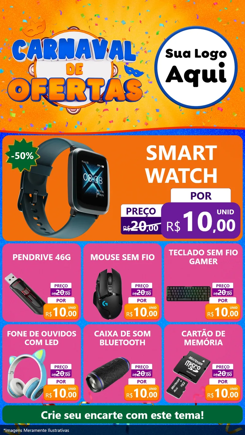 Modelo de Rede Social para Stories com o tema Carnaval de Ofertas para Informática