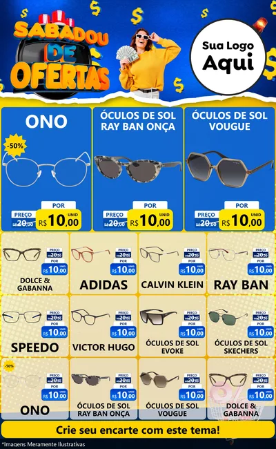 Modelo de Encarte para Encarte Grande com o tema Sabadou de Ofertas para Óticas